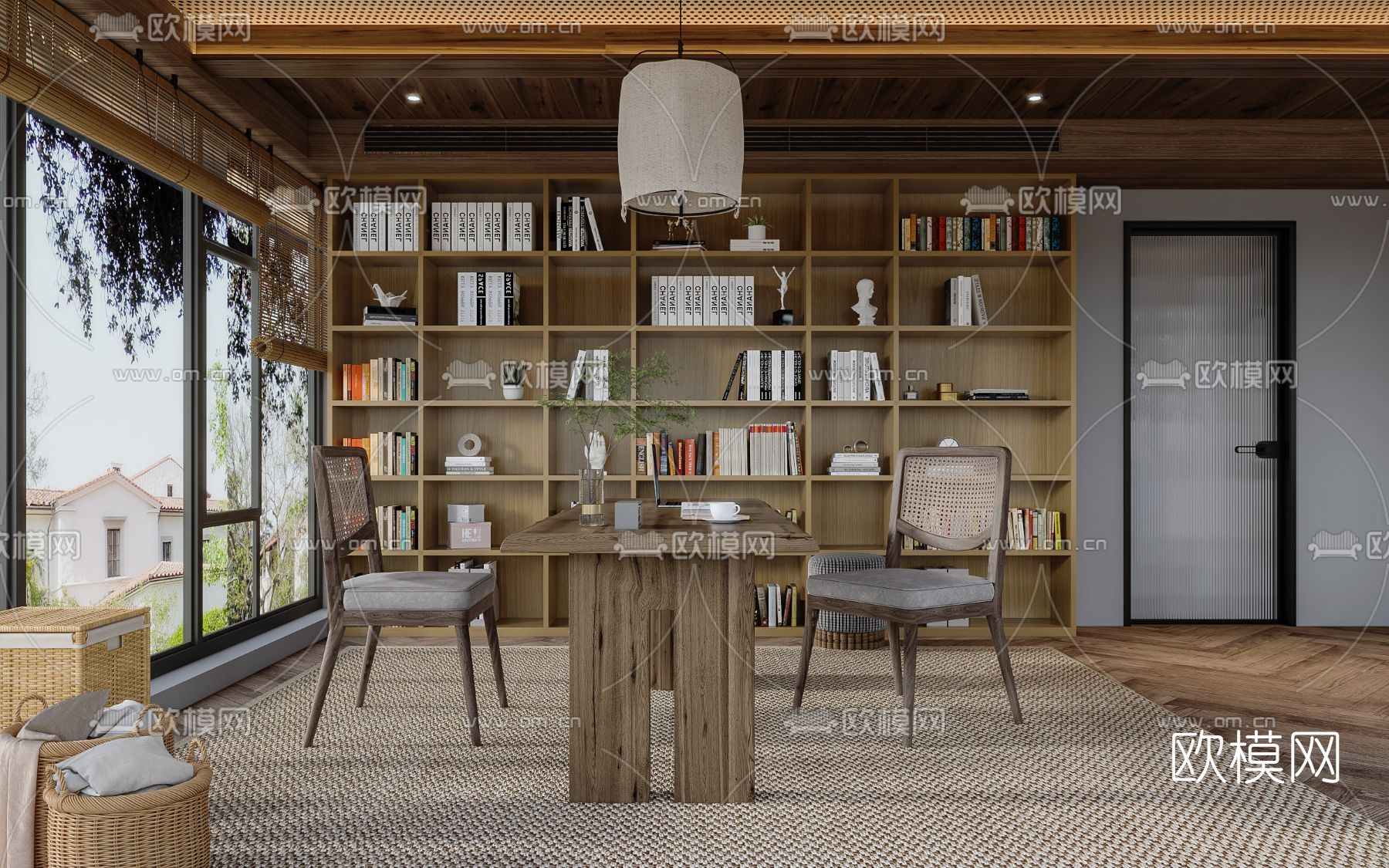 自然风书房阳光房3d模型下载（渲染图2）