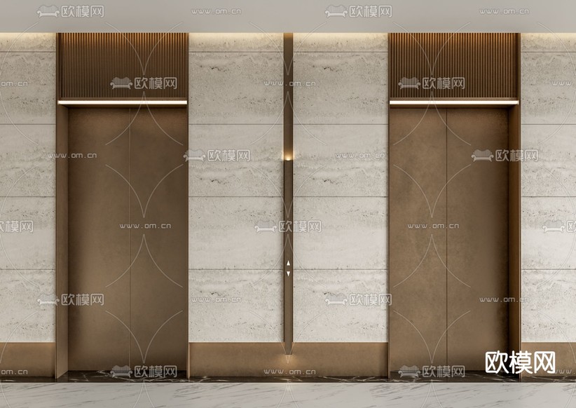 现代电梯门su模型下载(渲染图1)