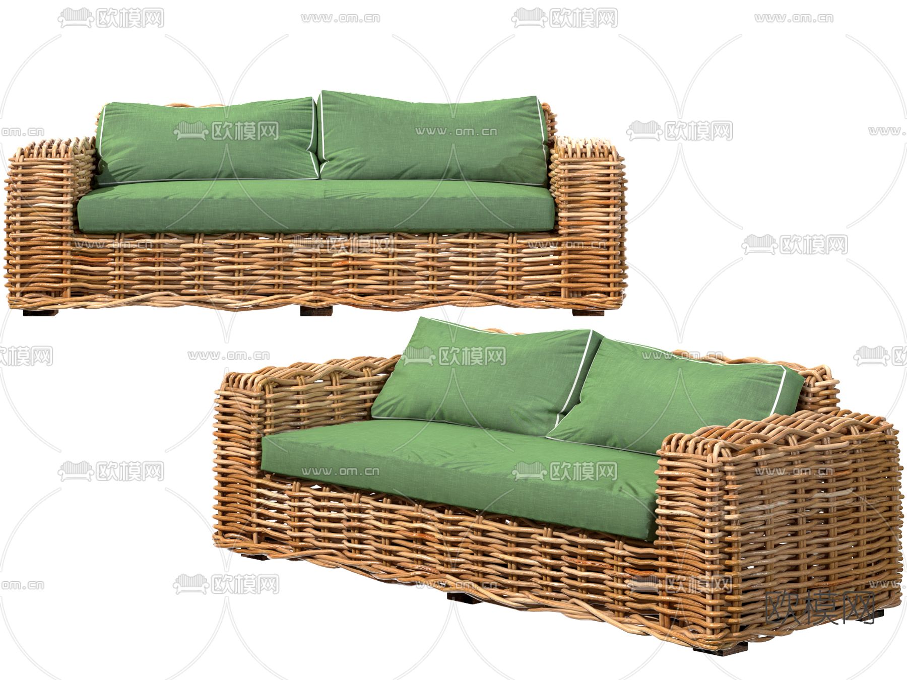 现代户外藤编休闲沙发3d模型下载