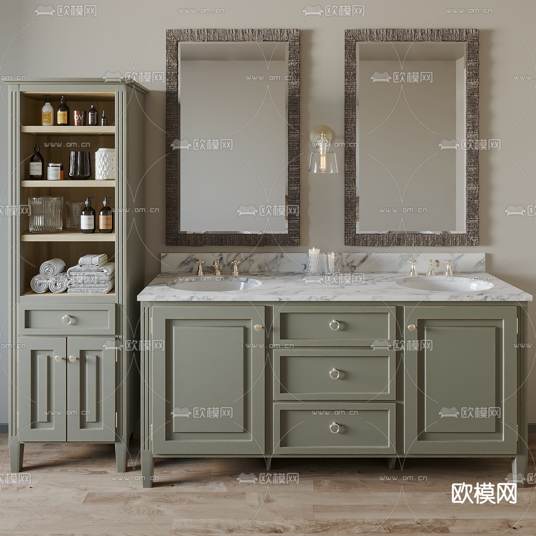 简欧浴室柜su模型下载（渲染图1）