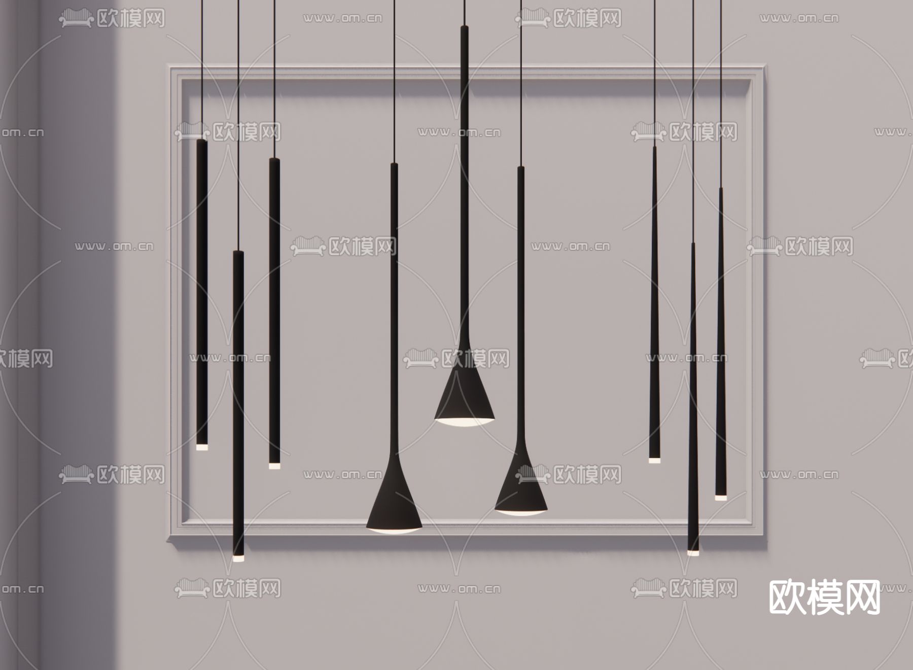 现代轻奢吊灯su模型下载（渲染图2）