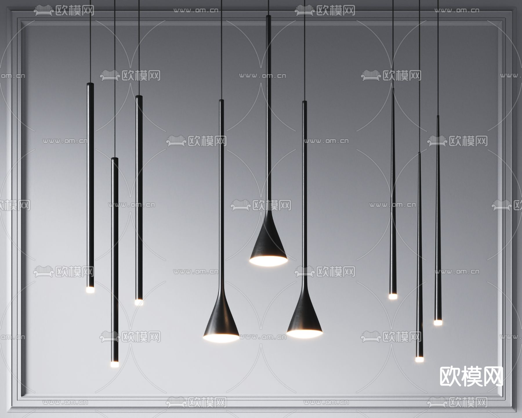 现代轻奢吊灯su模型下载（渲染图1）