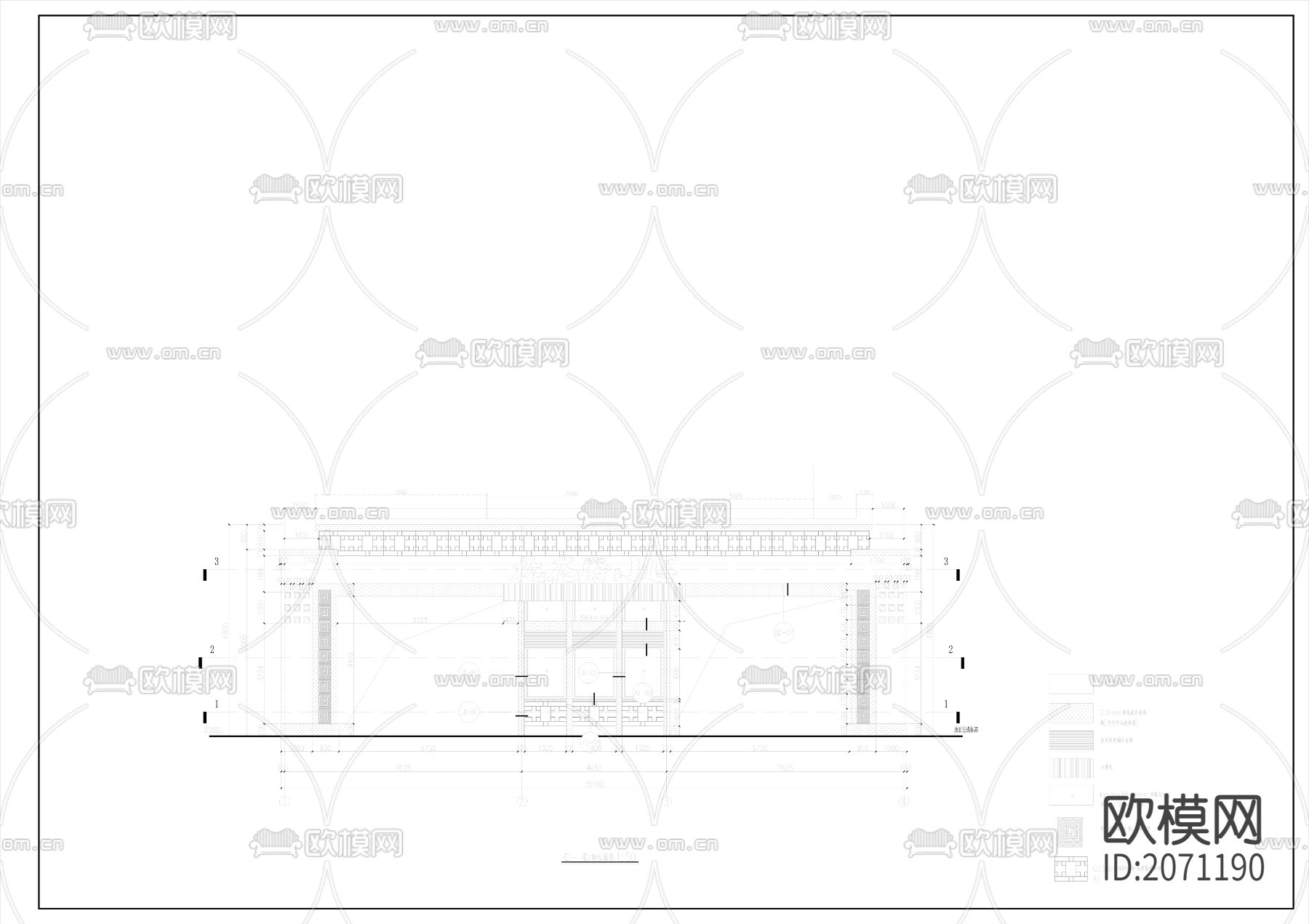 小区大门CAD施工图下载（渲染图1）
