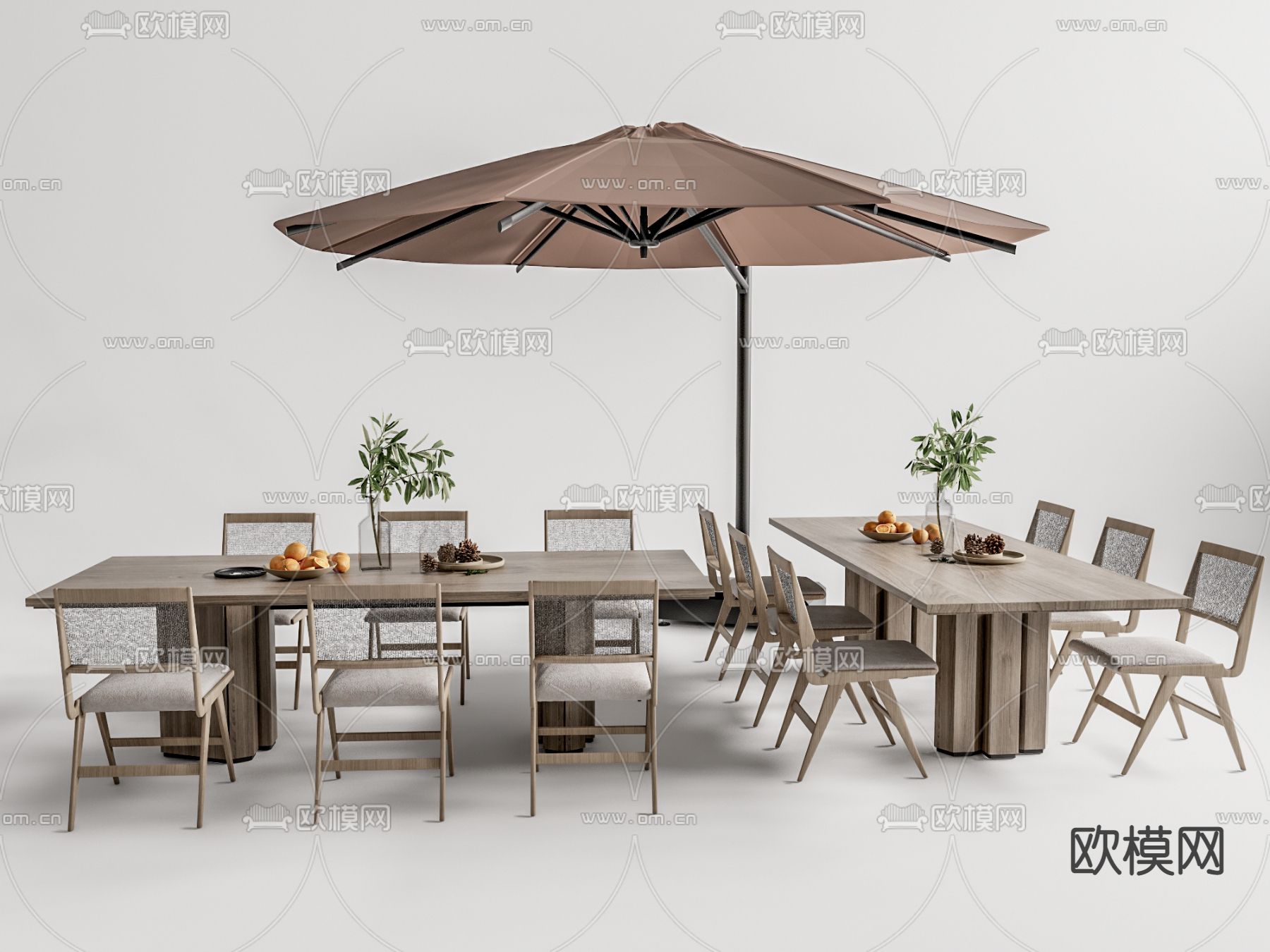 现代户外餐桌椅3d模型下载