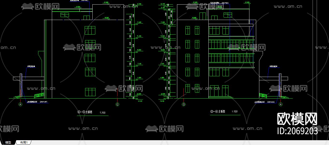 毕业设计建筑CAD施工图下载（渲染图3）