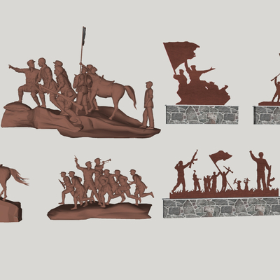 现代红色革命雕塑su模型