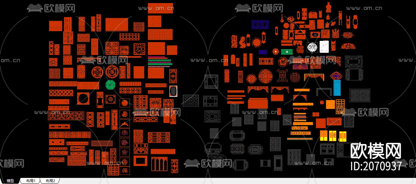 镂空雕花CAD图库下载（渲染图1）