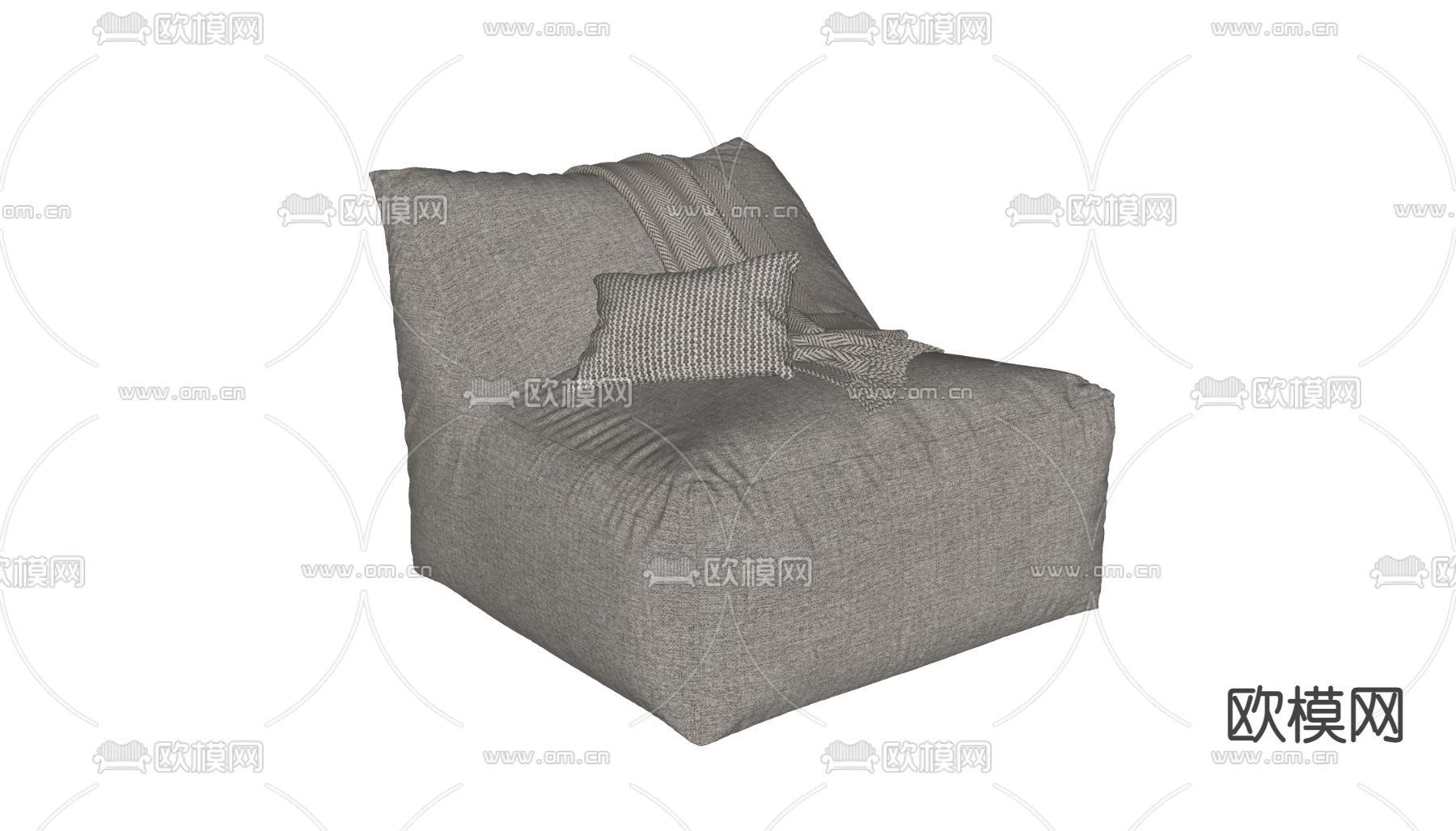 侘寂风布艺懒人沙发su模型