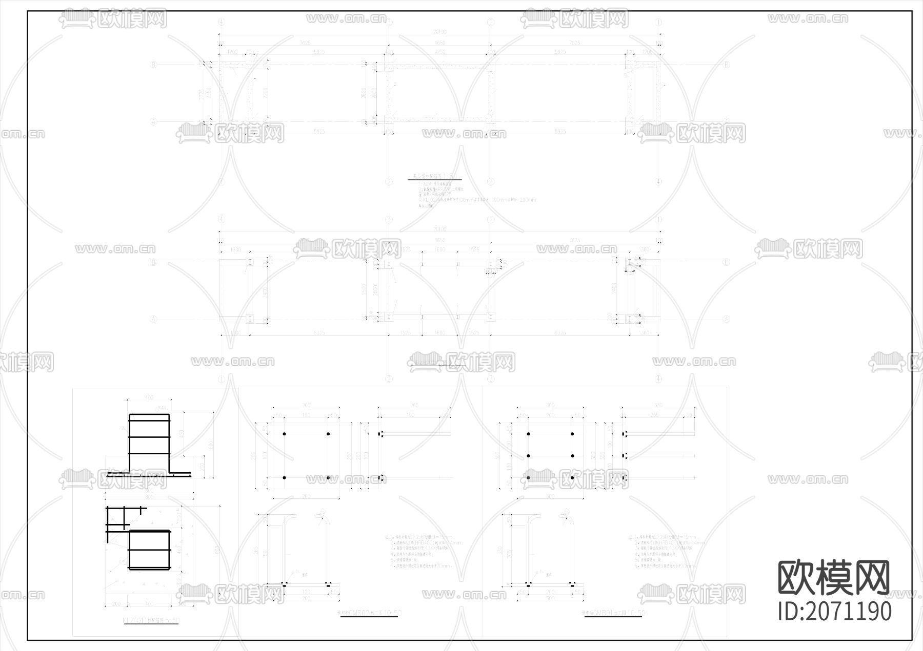 小区大门CAD施工图下载（渲染图7）