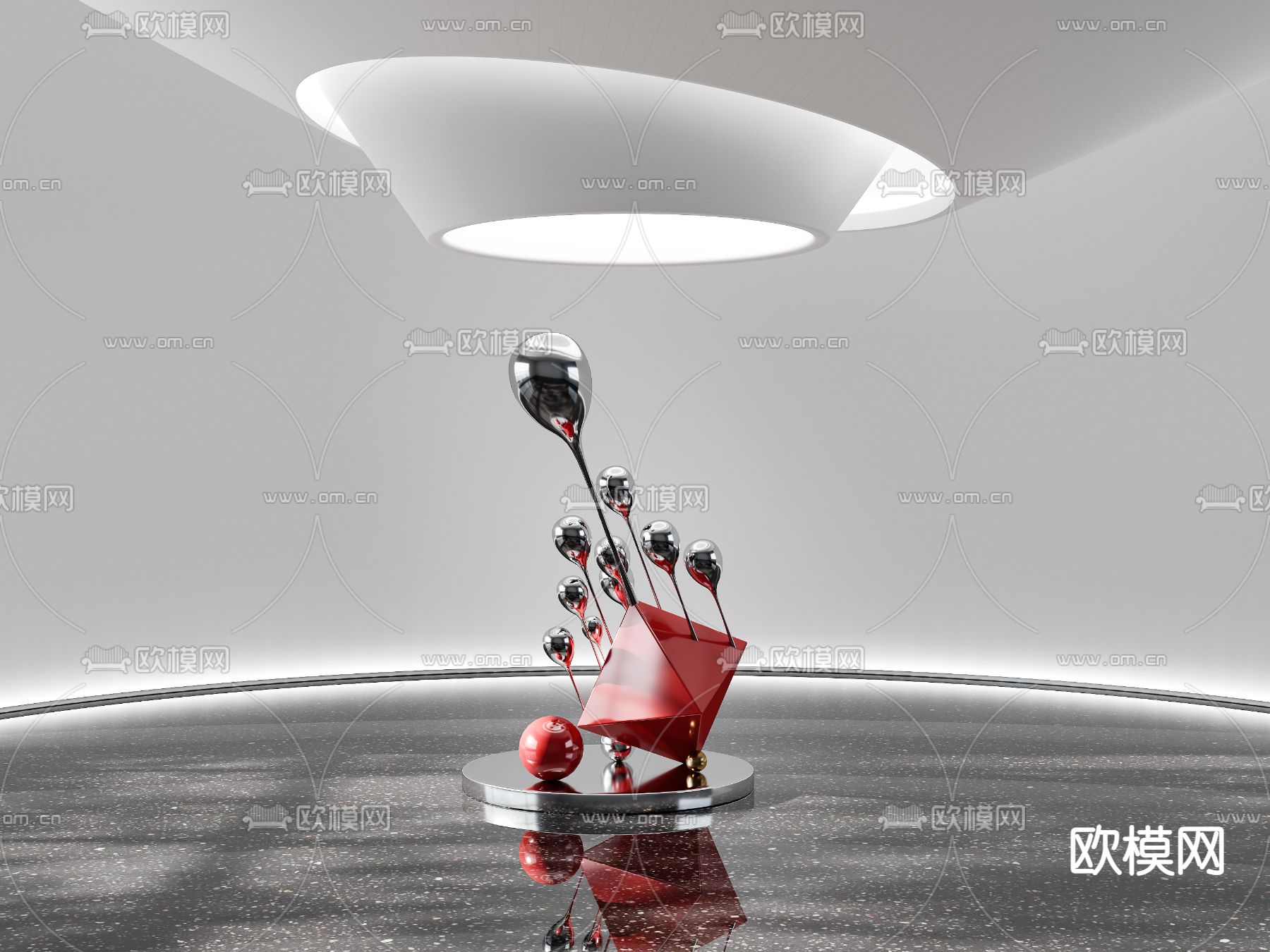 现代抽象雕塑摆件3d模型下载