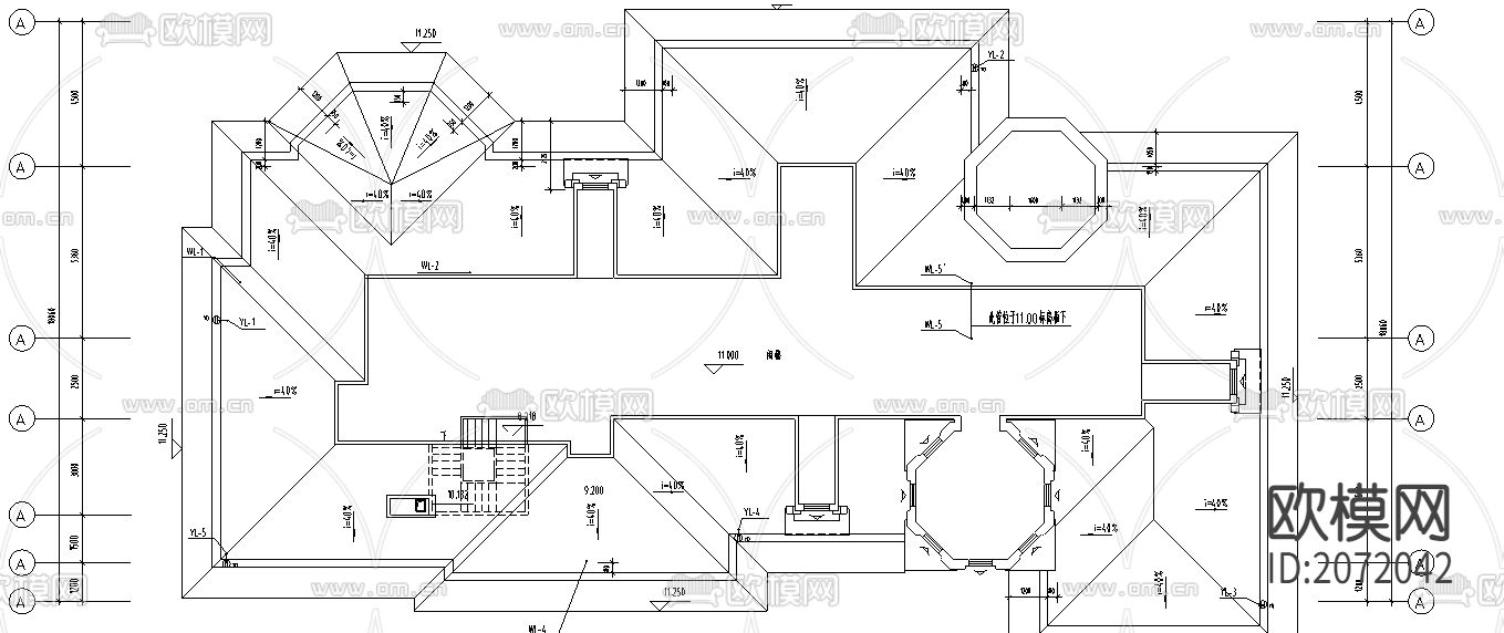 别墅给排水CAD平面图下载（渲染图5）