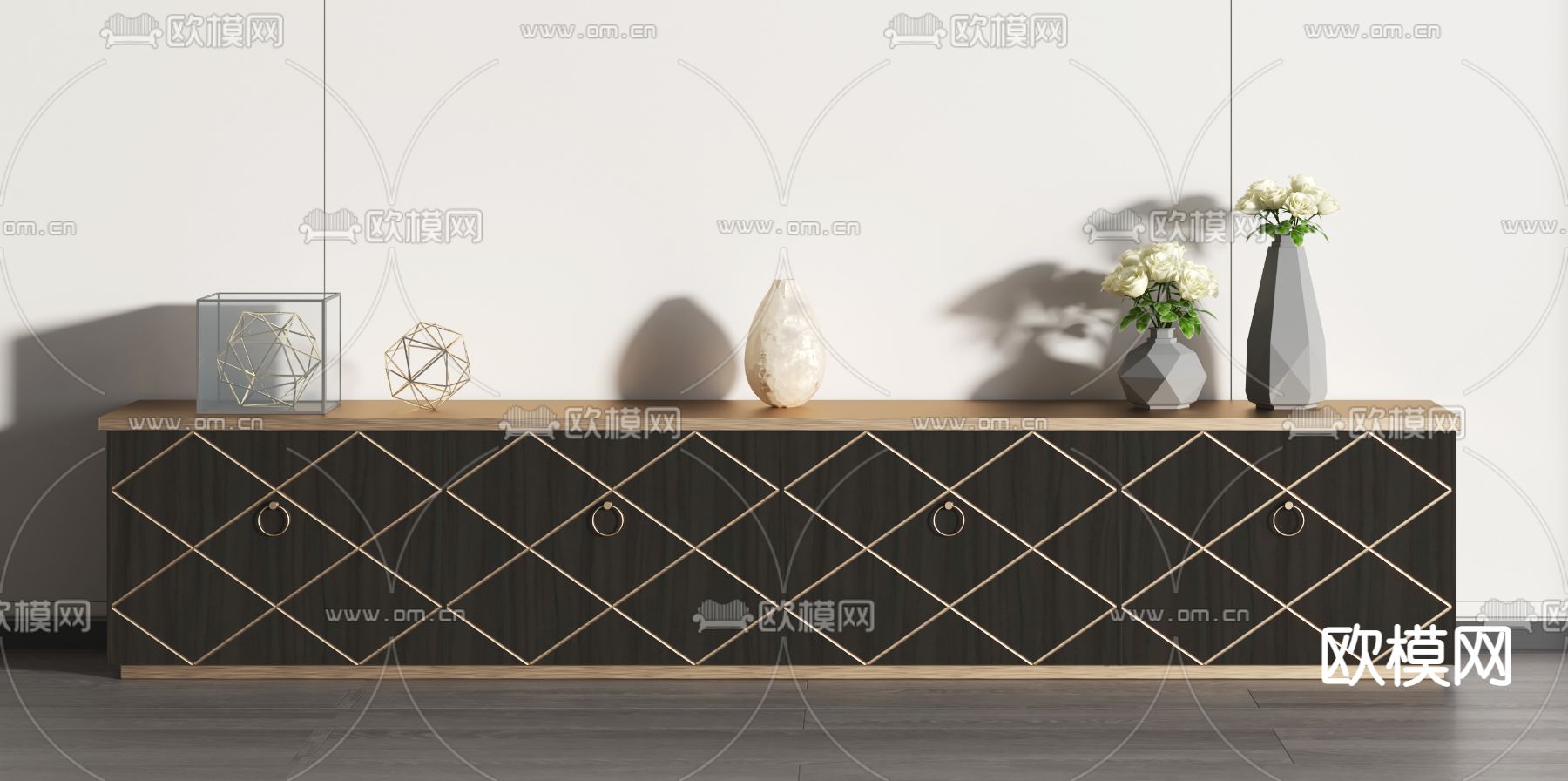 现代轻奢电视柜3d模型下载