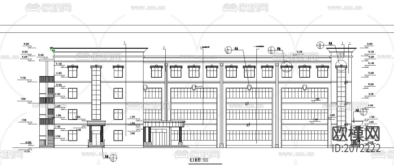 别墅建筑CAD图纸下载（渲染图1）