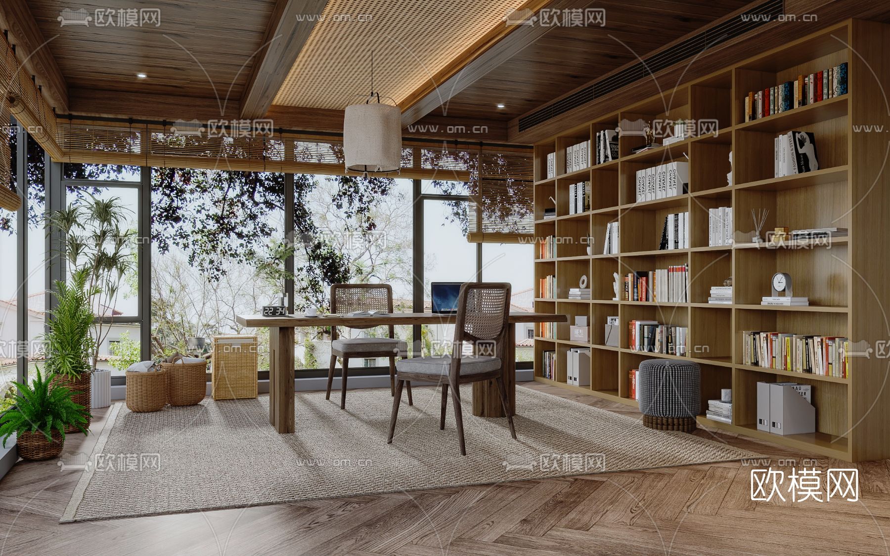 自然风书房阳光房3d模型下载（渲染图1）