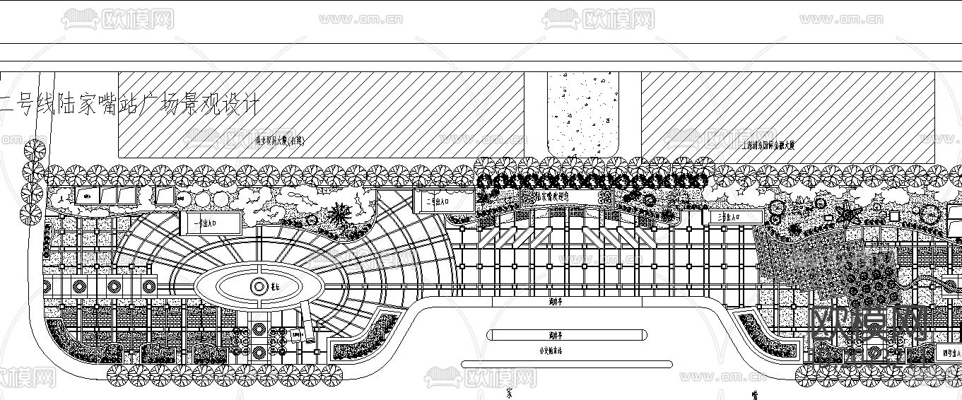 某住宅区广场绿化CAD施工图下载（渲染图1）