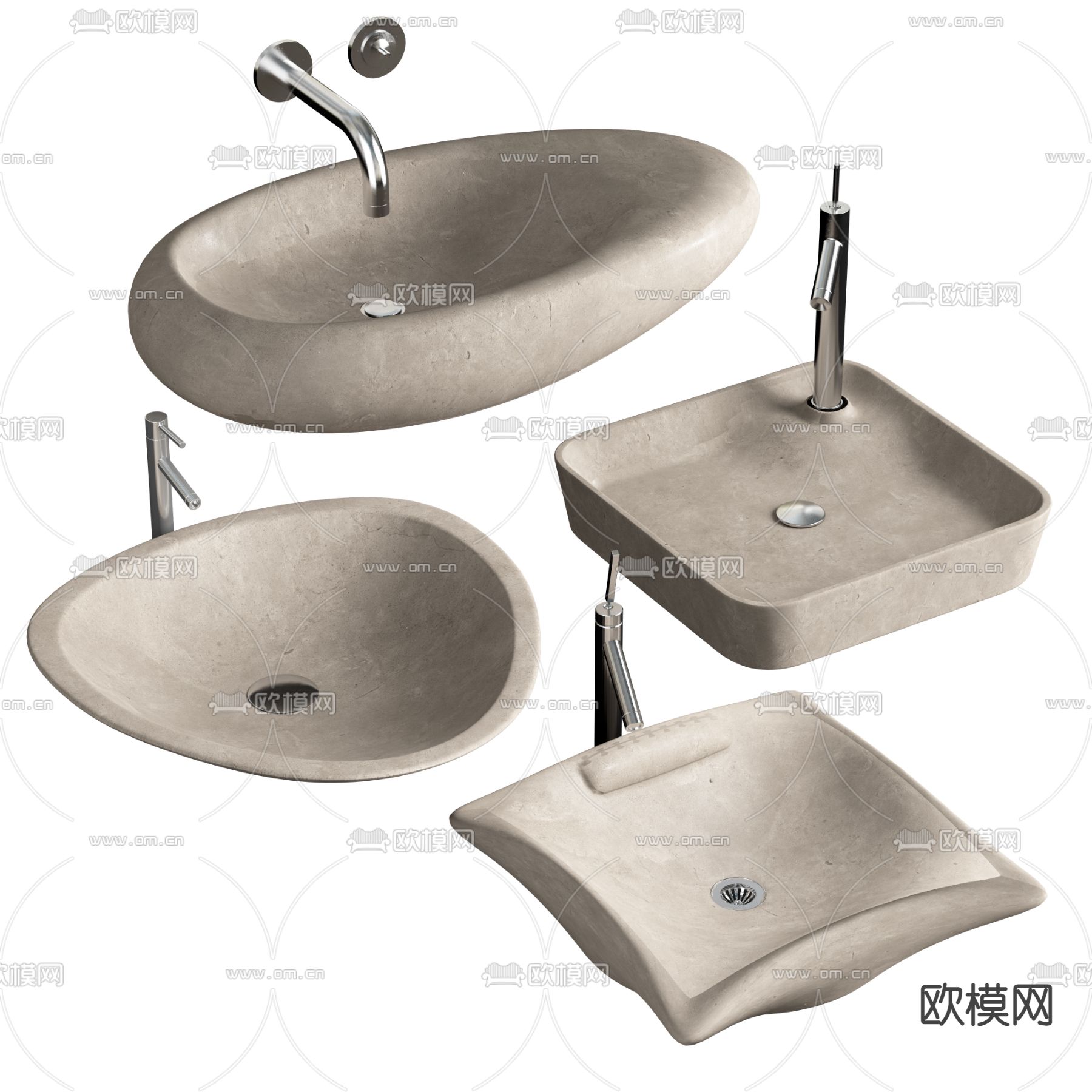 侘寂风洗手盆台盆3d模型