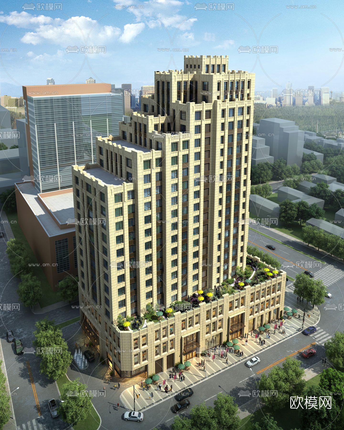 欧式商住楼建筑外观3d模型