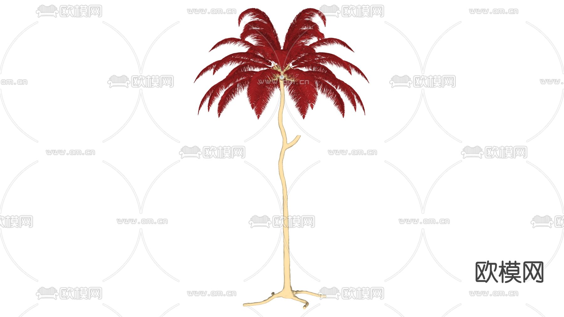 现代羽毛落地灯su模型下载（渲染图2）