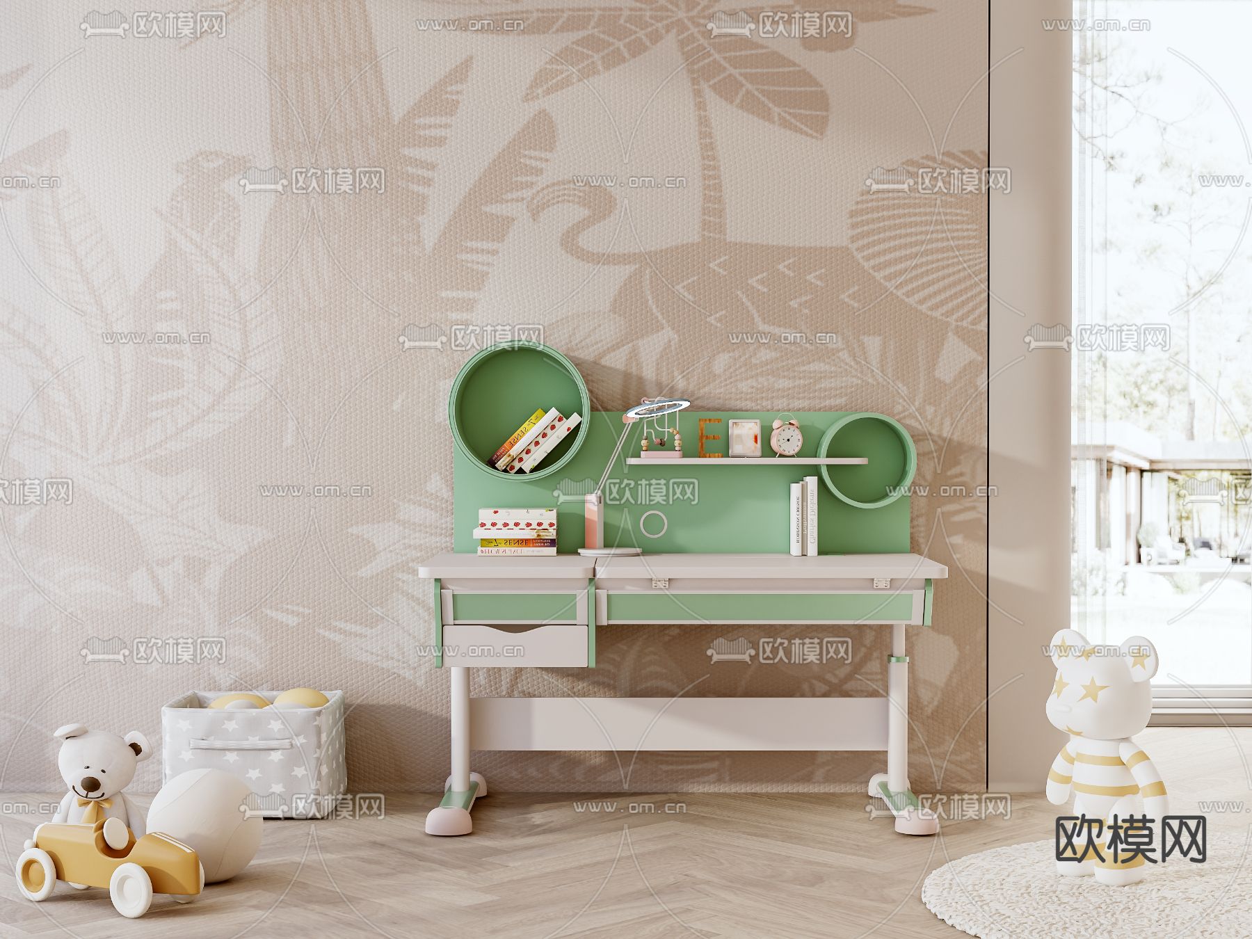 现代儿童桌椅3d模型下载