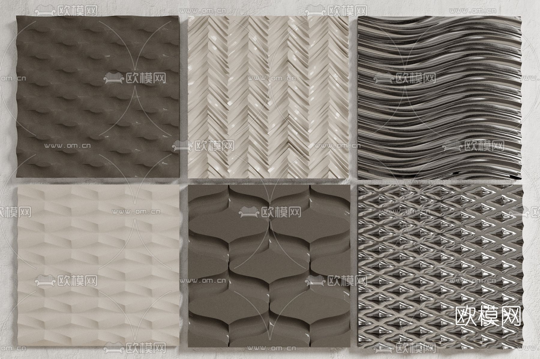 侘寂拼花瓷砖3d模型下载