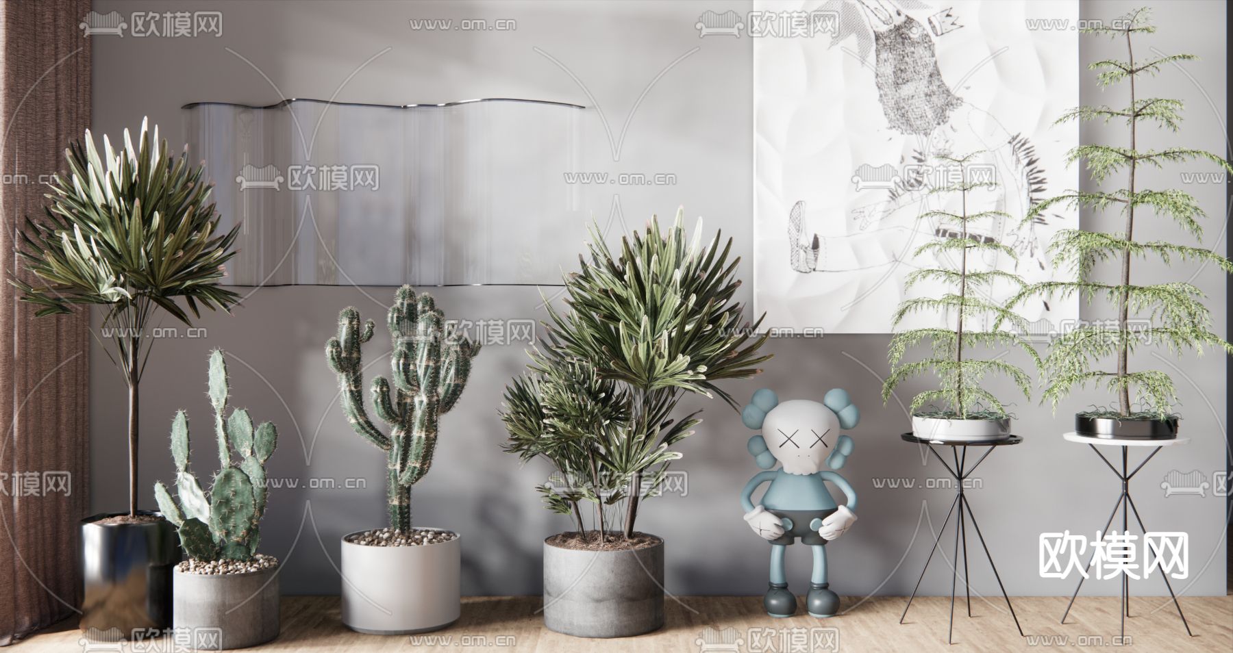 现代绿植盆栽su模型下载（渲染图1）