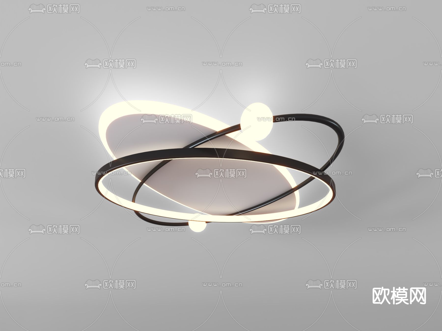现代轻奢吸顶灯su模型下载（渲染图2）