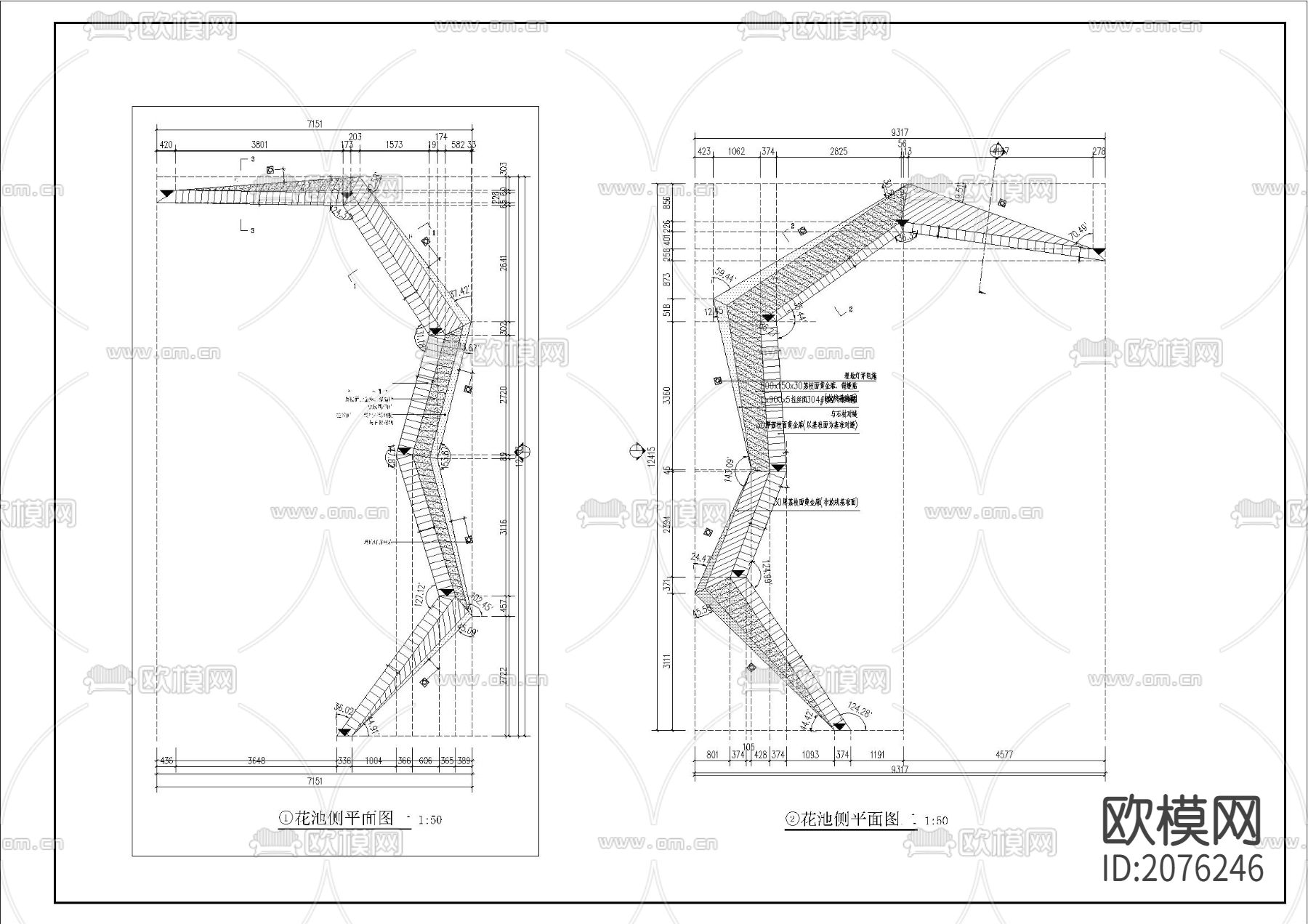 异形几何花池CAD详图下载（渲染图1）
