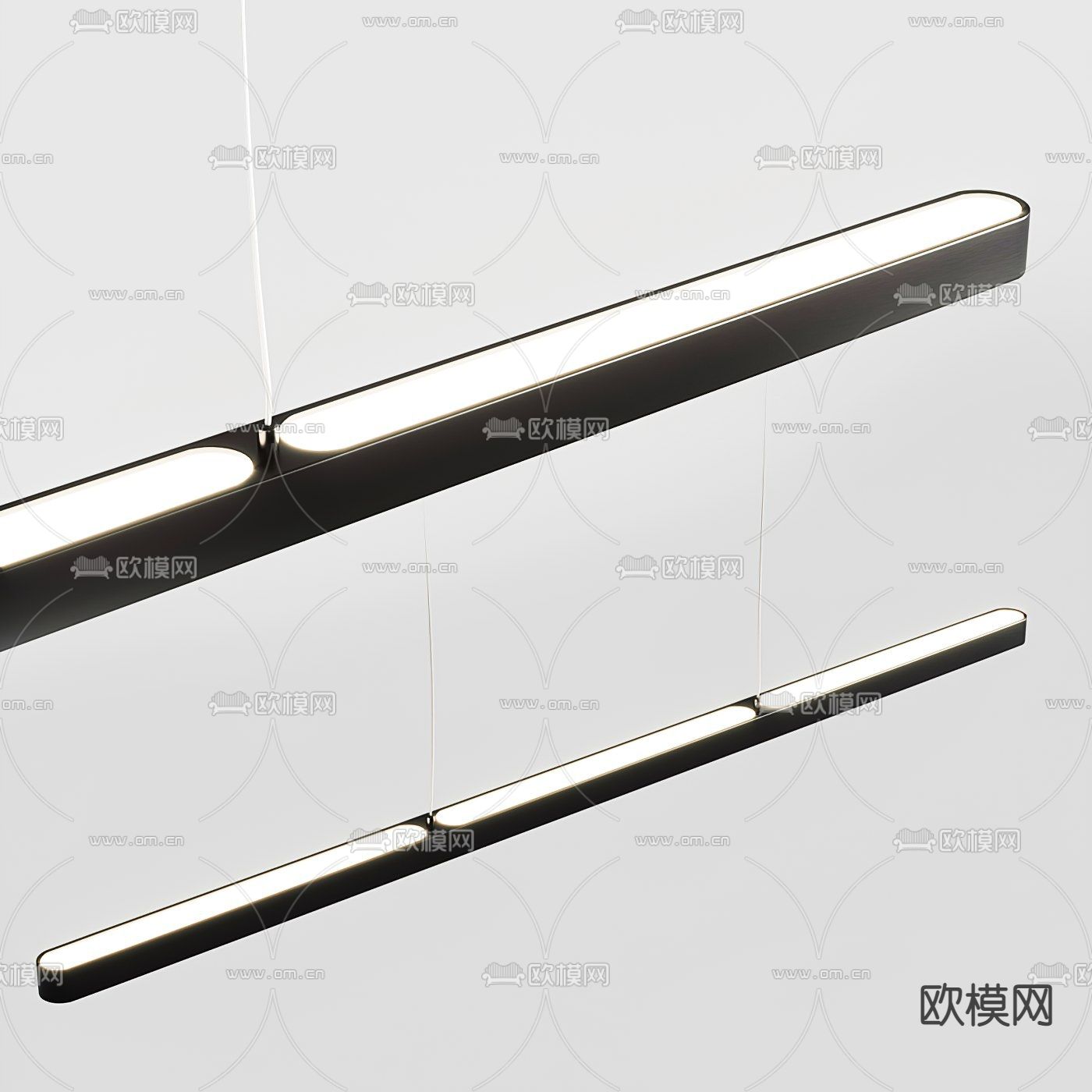 现代办公吊灯3d模型下载（渲染图1）