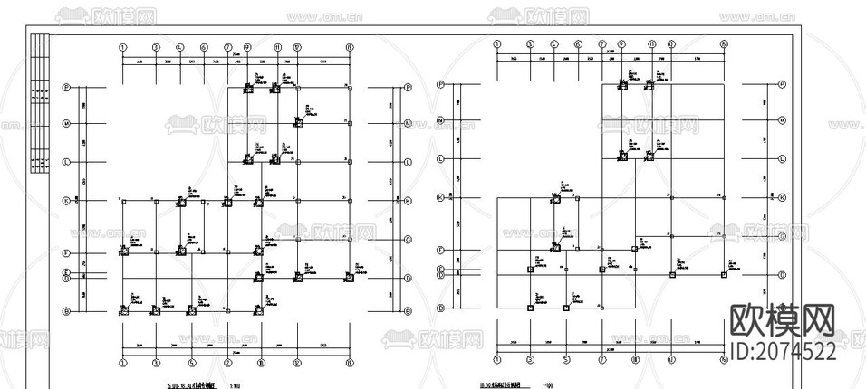 混凝土框架办公楼CAD结构图下载(渲染图4)