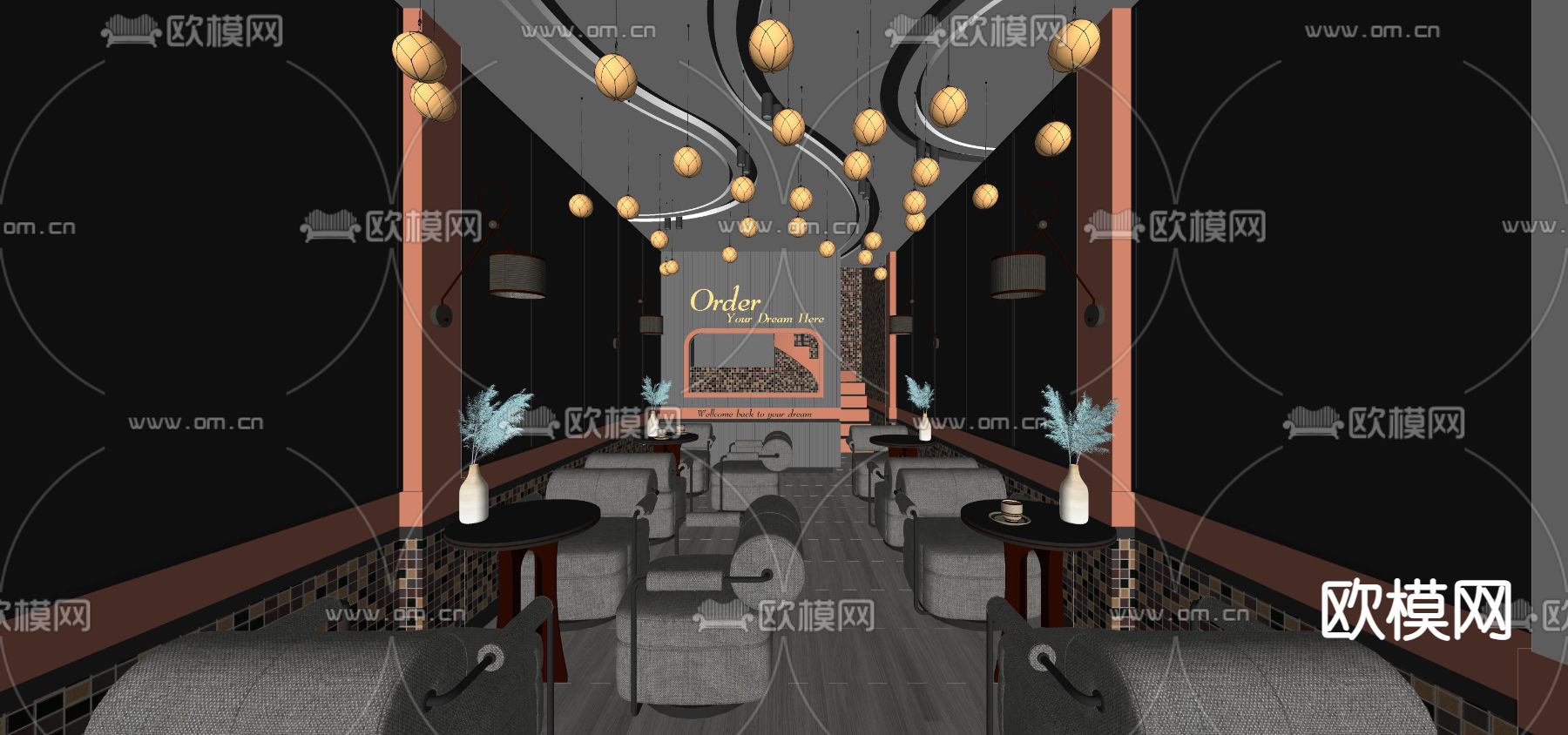 现代咖啡厅su模型下载（渲染图4）