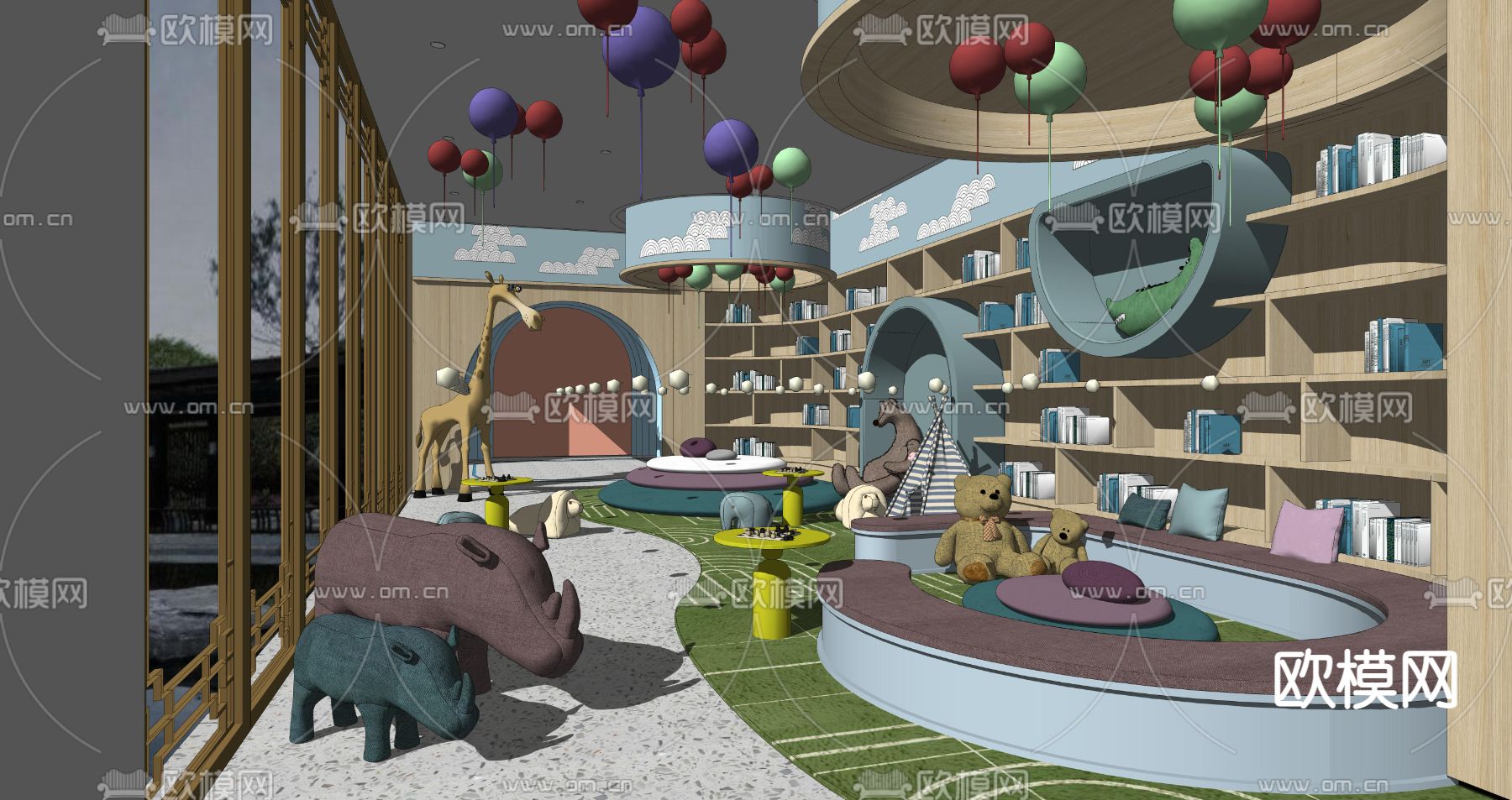 现代儿童活动室su模型下载（渲染图2）