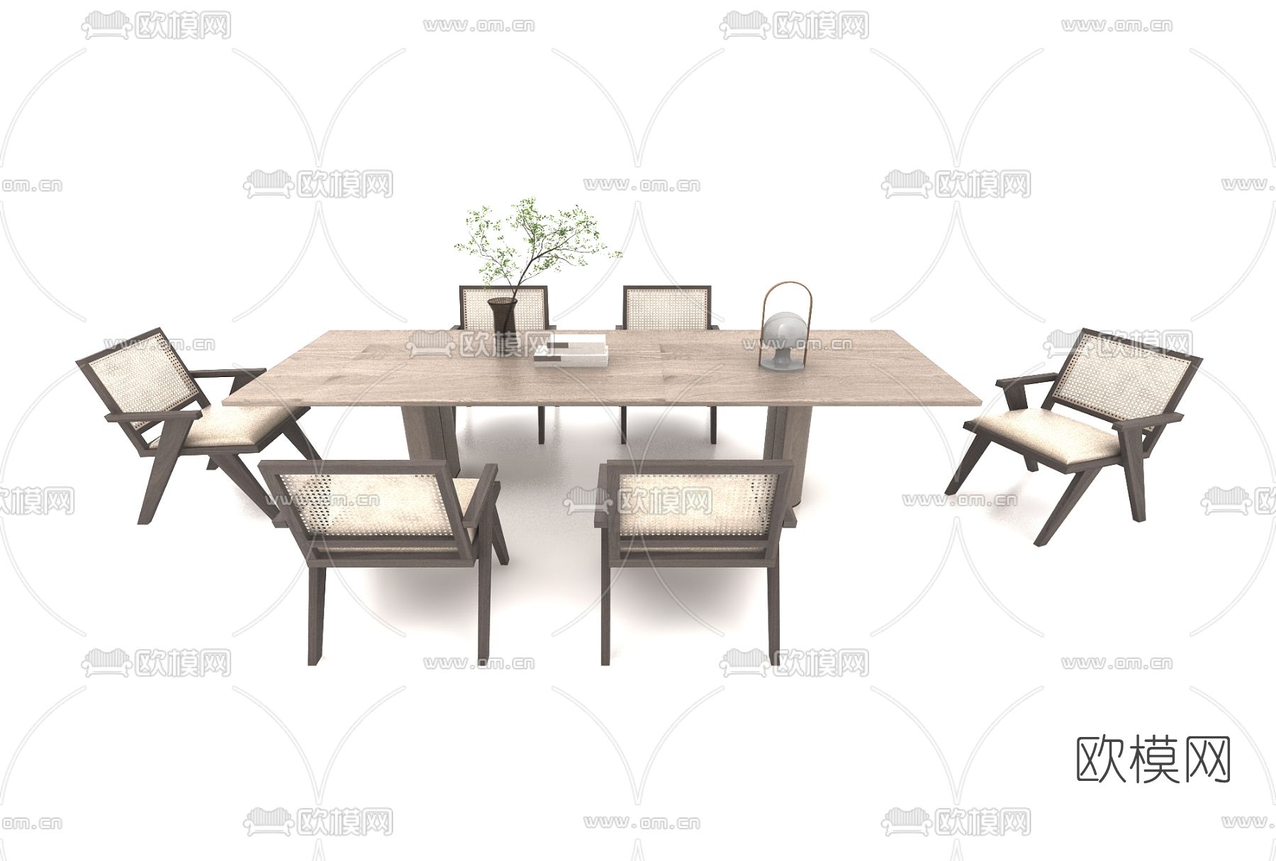 侘寂餐桌椅3d模型下载