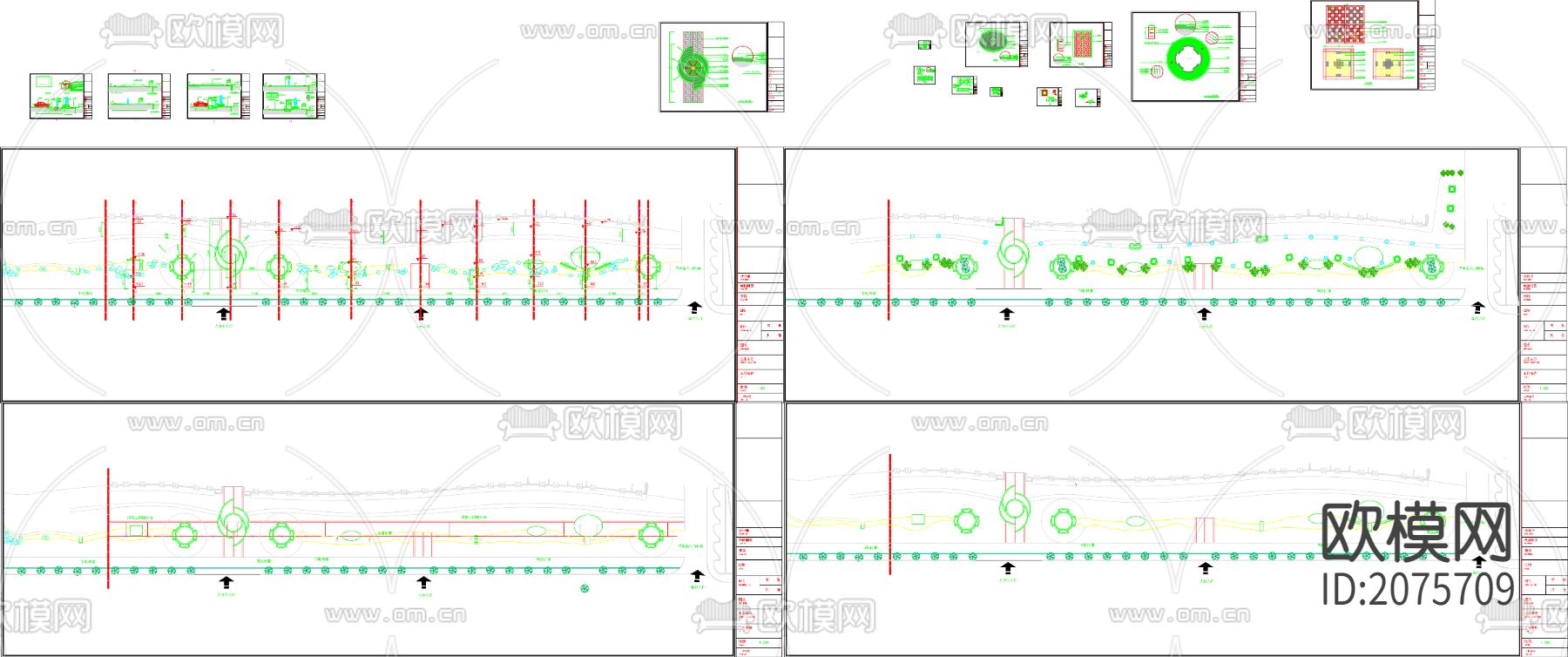 中心道路铺装CAD施工图下载