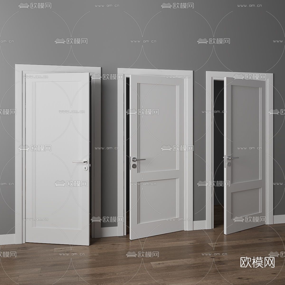 现代房门单开门3d模型下载（渲染图1）