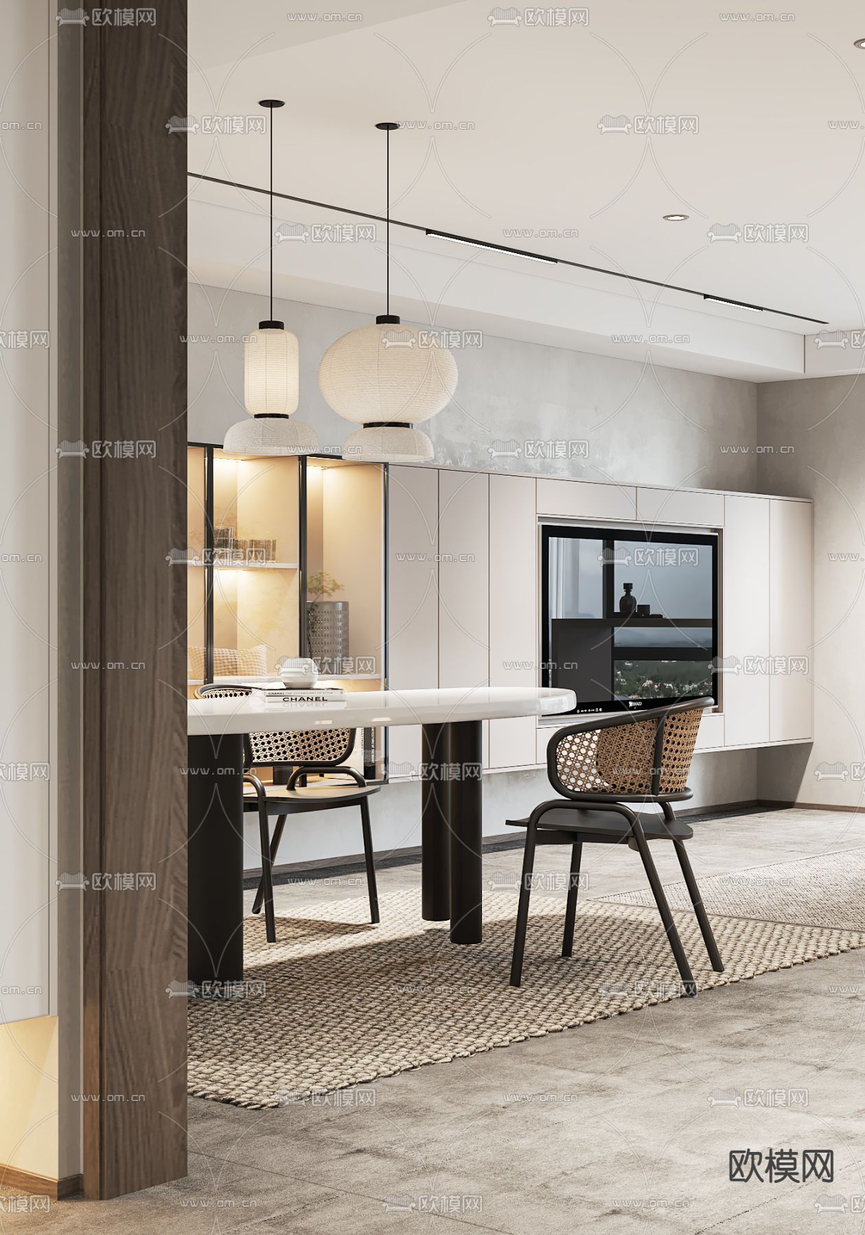 侘寂客餐厅3d模型下载（渲染图2）