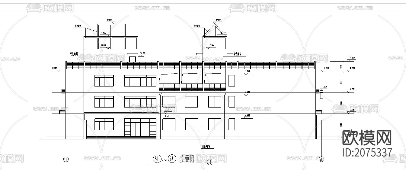 某框架结构幼儿园建筑结构CAD全图下载（渲染图1）