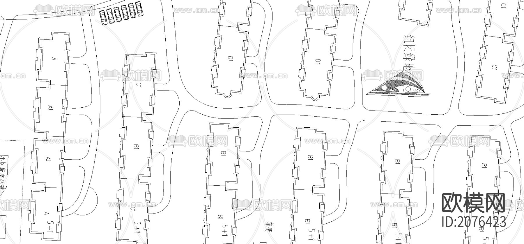 小区规划方案CAD施工图下载（渲染图1）