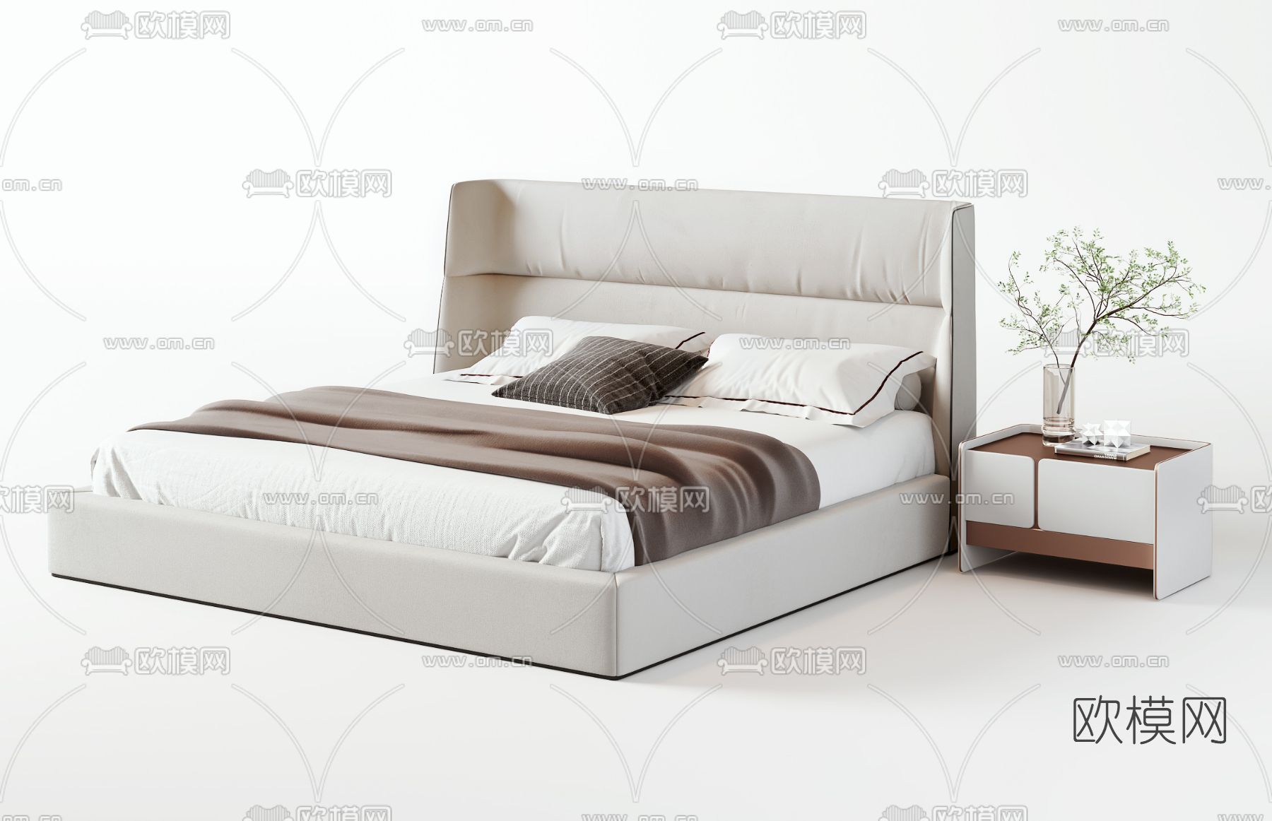 Giorgetti 现代布艺双人床3d模型下载