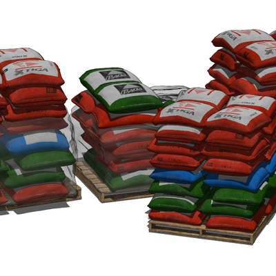  现代水泥化肥塑料袋su模型 