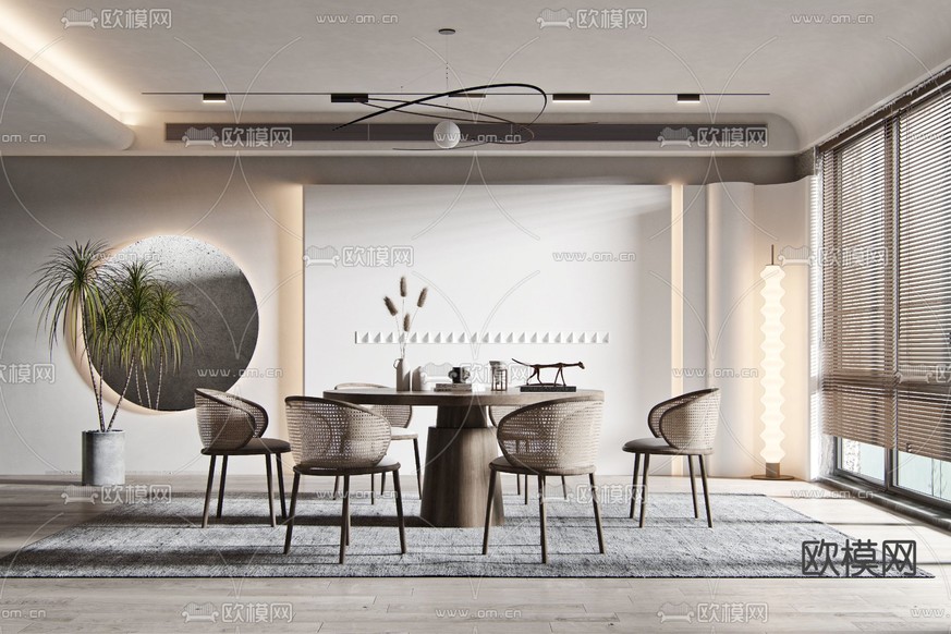 侘寂风餐厅3d模型下载