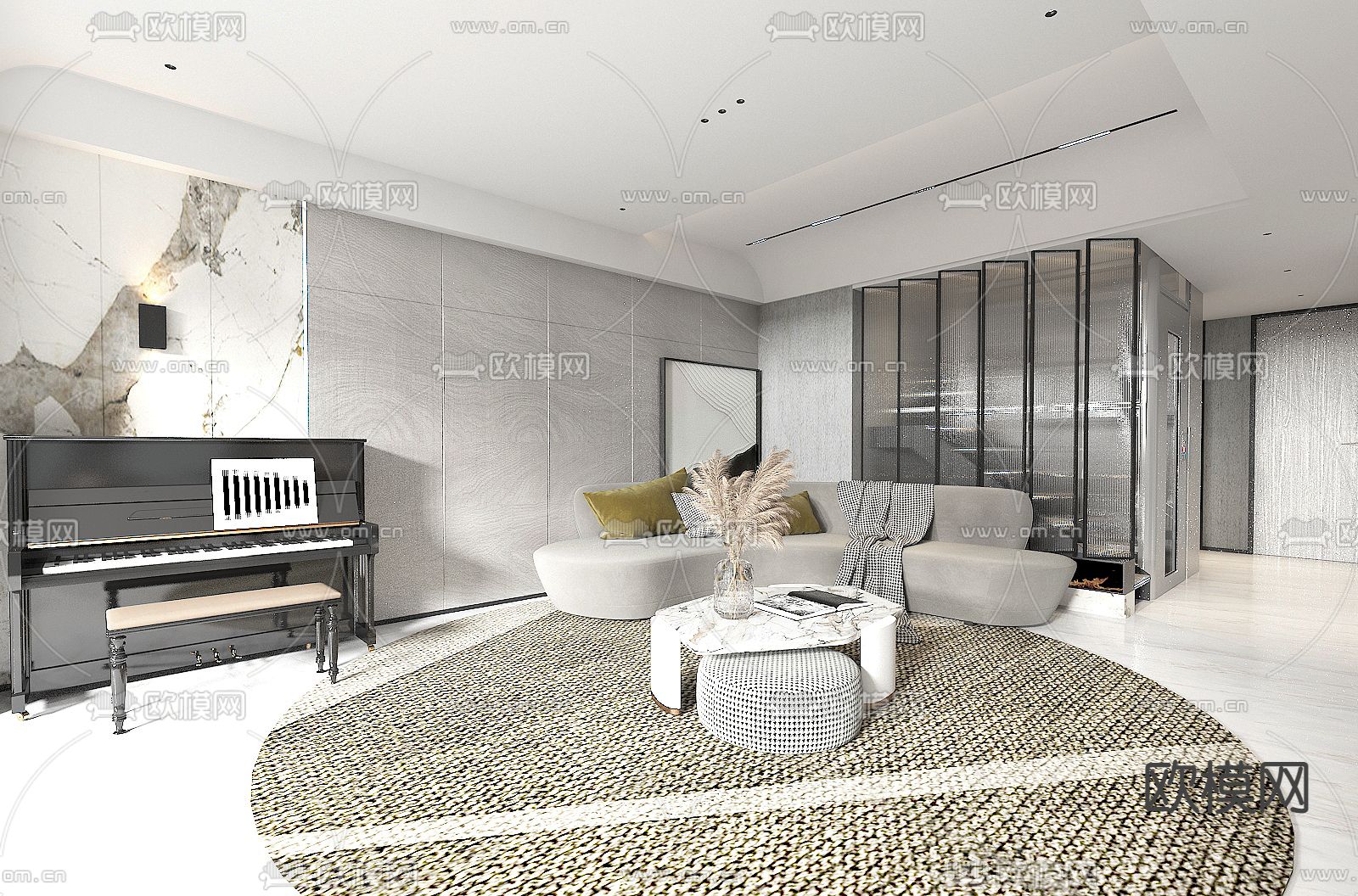 现代家居客厅免费3d模型下载_ID11892733_3dmax免费模型-欧模网