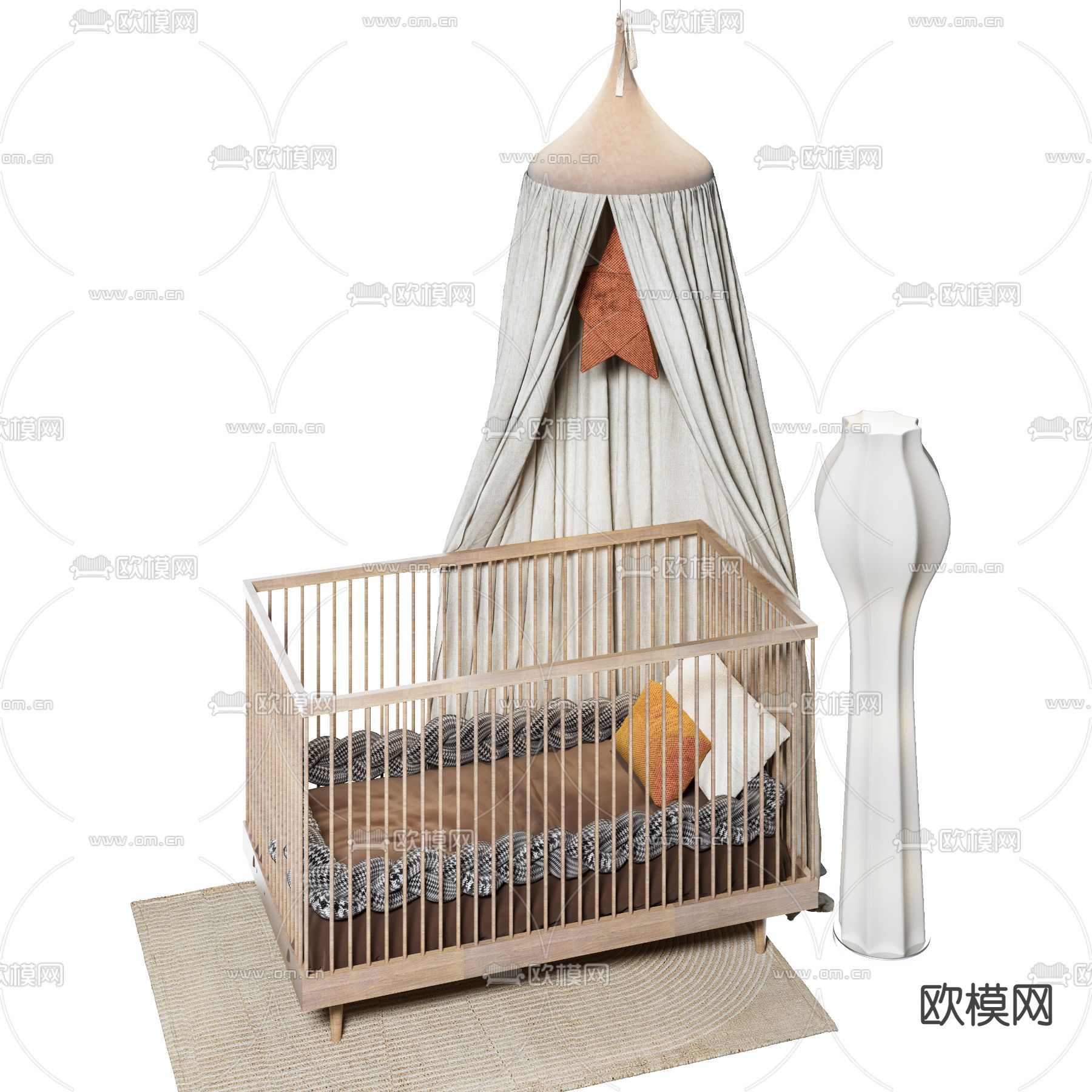 现代婴儿床3d模型下载
