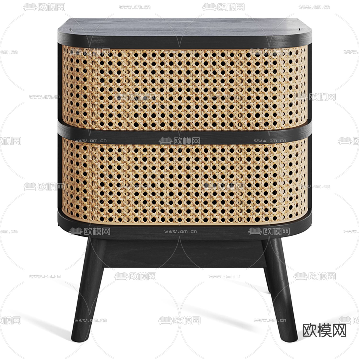 侘寂实木床头柜3d模型下载（渲染图3）