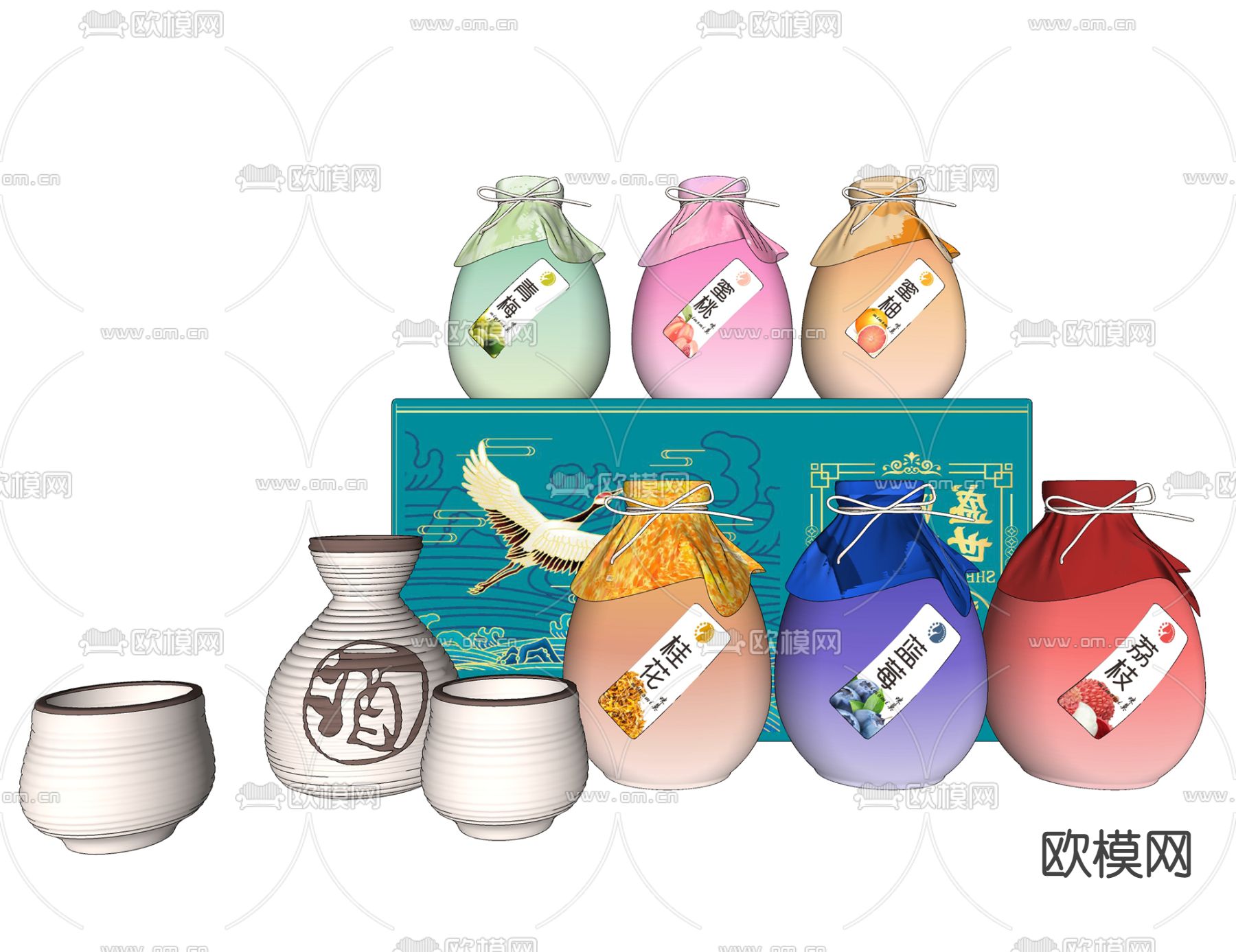 现代酒具su模型下载（渲染图2）