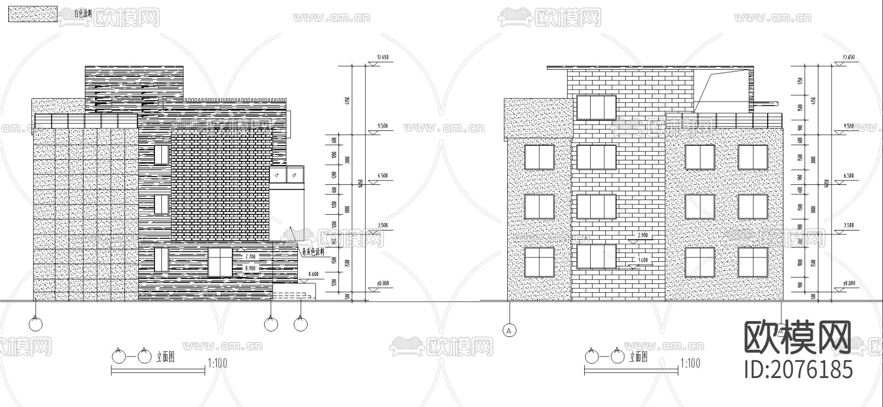 海山别墅建施CAD施工图下载（渲染图4）