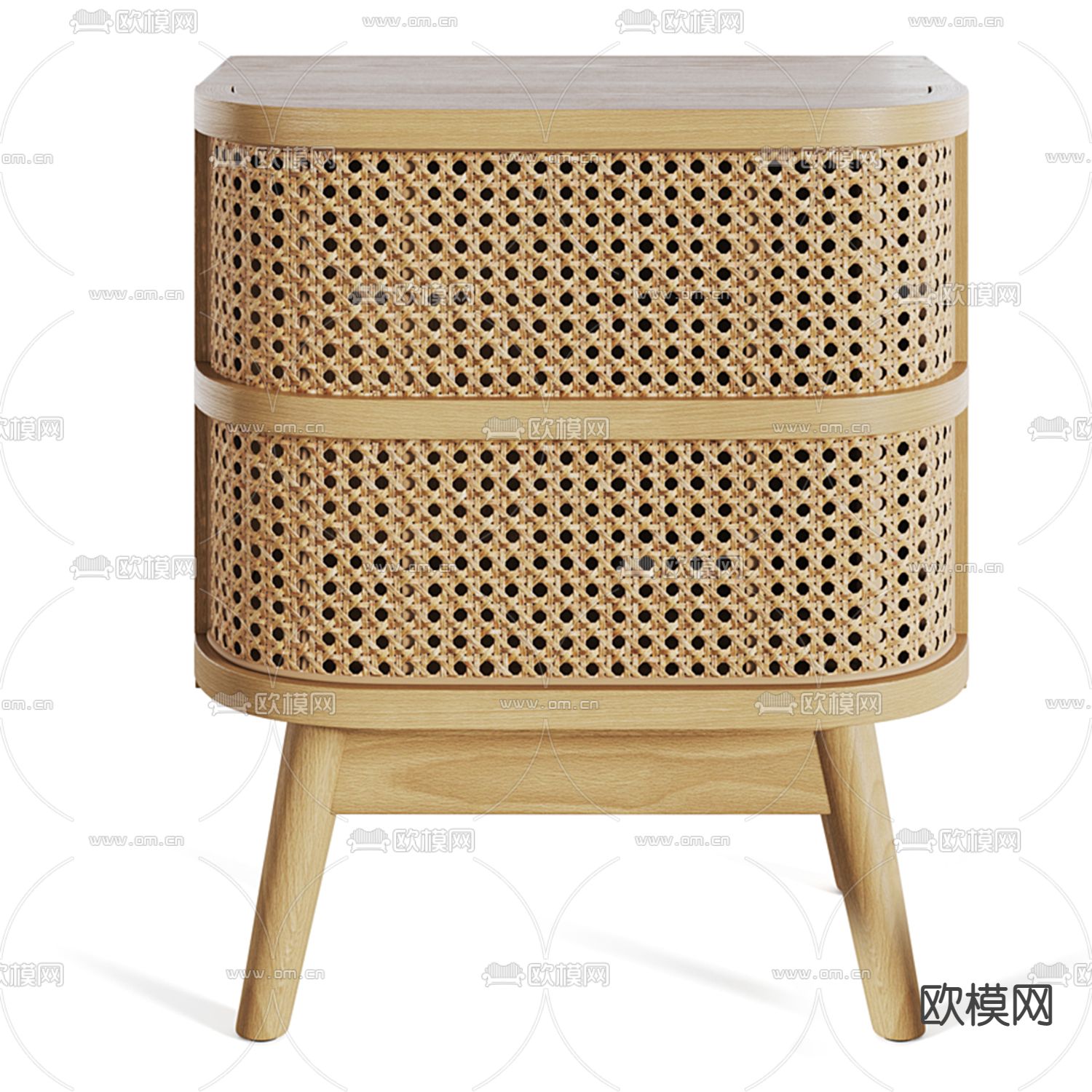 侘寂实木床头柜3d模型下载（渲染图2）