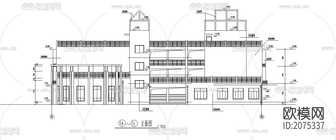 某框架结构幼儿园建筑结构CAD全图下载（渲染图3）