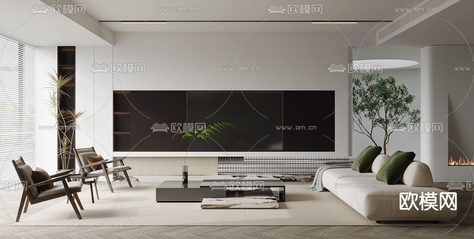 现代客厅3d模型