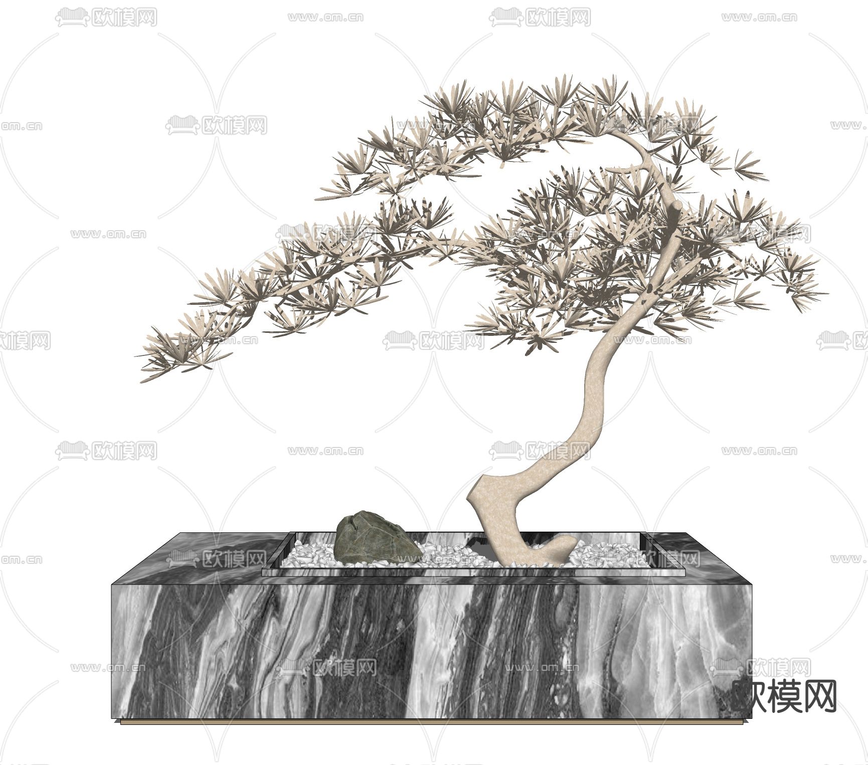 新中式景观树su模型