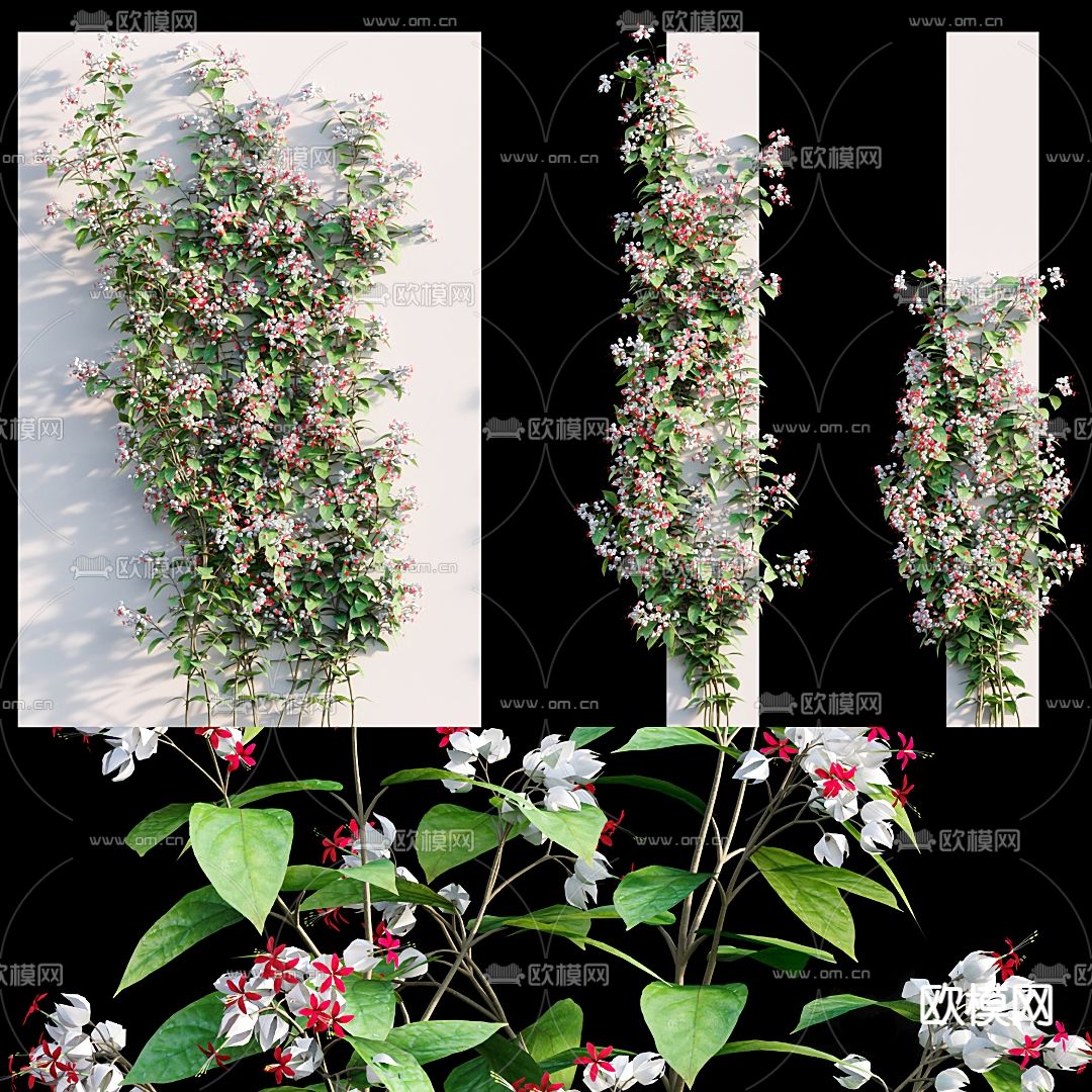 现代绿植墙藤蔓爬藤3d模型下载